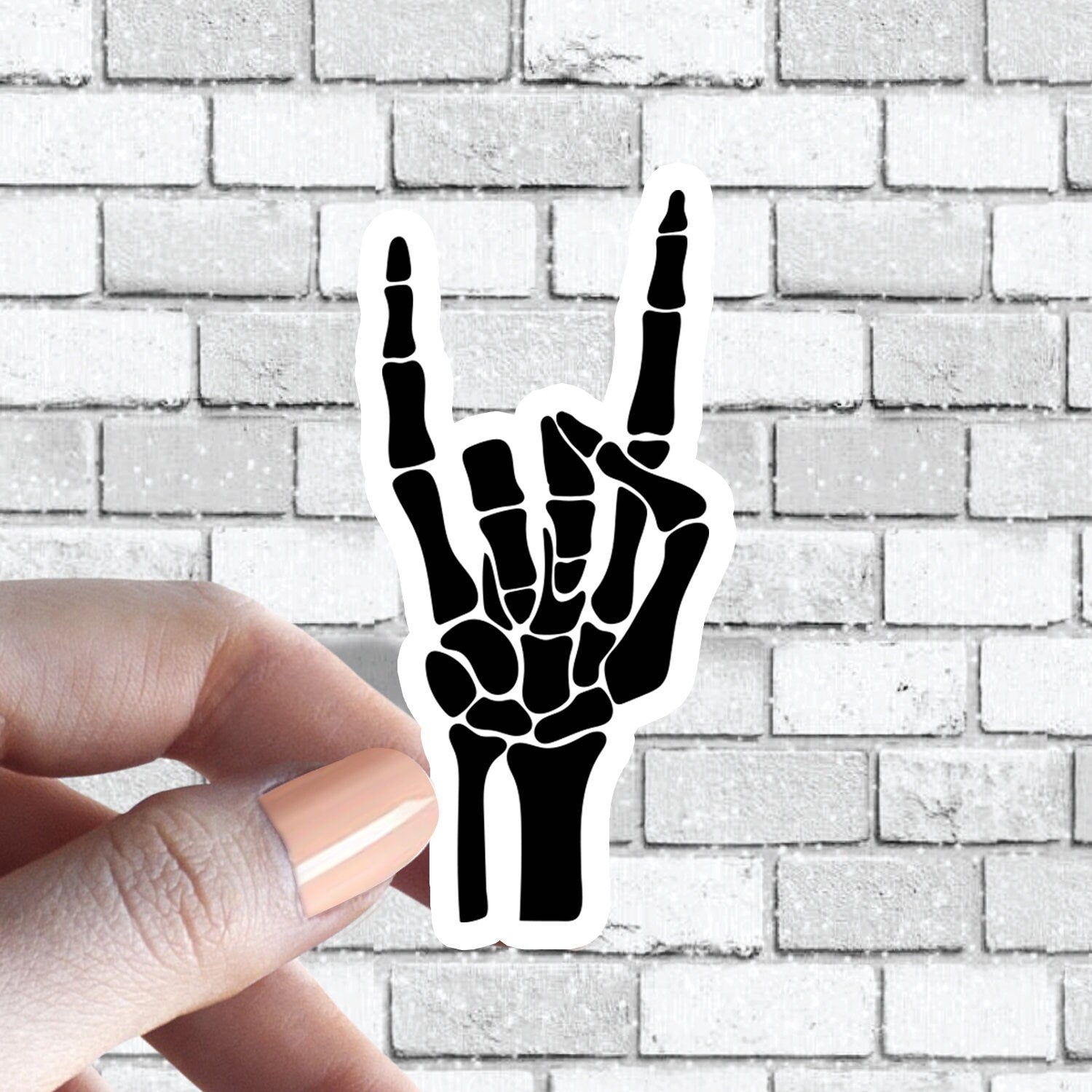 Rock On Skeleton Hand Sticker, Rocker sticker, bone hands sticker, Sti ...