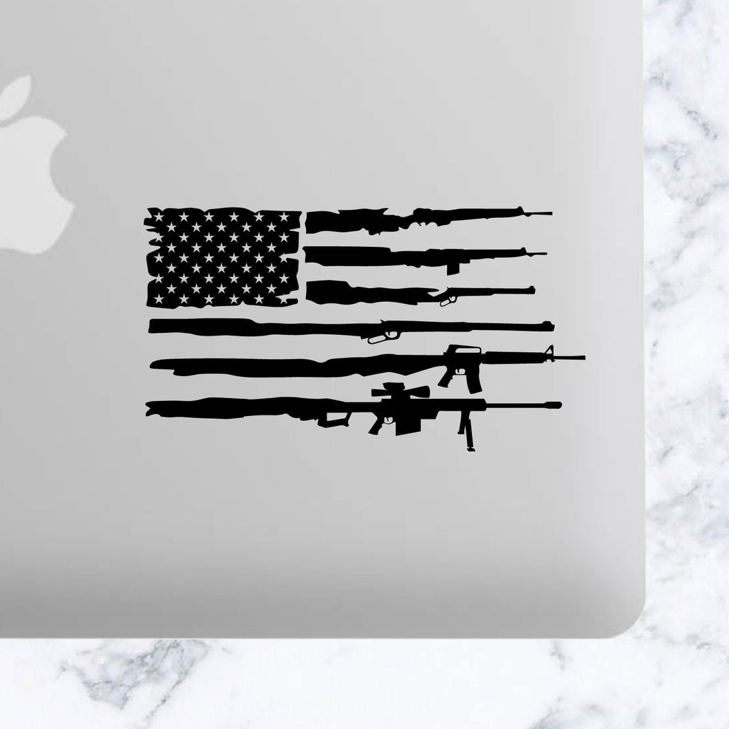 Guns Rifle 50 Cal Flag USA US American Flag American Vinyl Car Decal Car Decal, Tumbler Decal, Laptop Decal, ETC