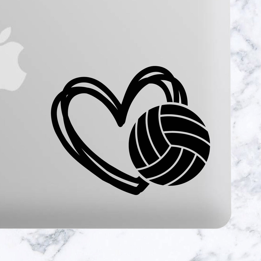 Stacked Heart Volleyball I Love Volleyball Player Sports Game Beach Vinyl Decal Car Decal, Tumbler Decal, Laptop Decal, ETC