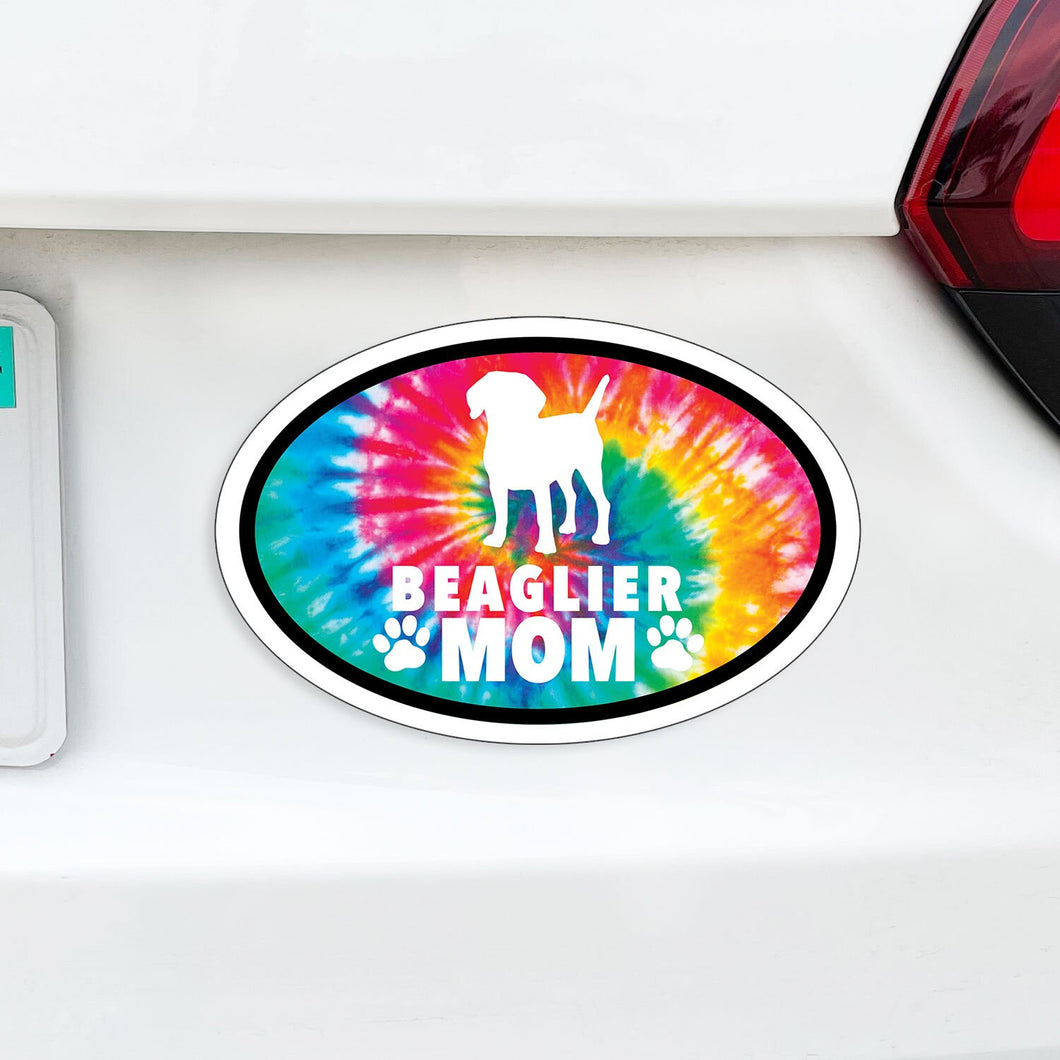 Custom Tie Dye Dog Mom MAGNET Oval (Pick ANY Dog)