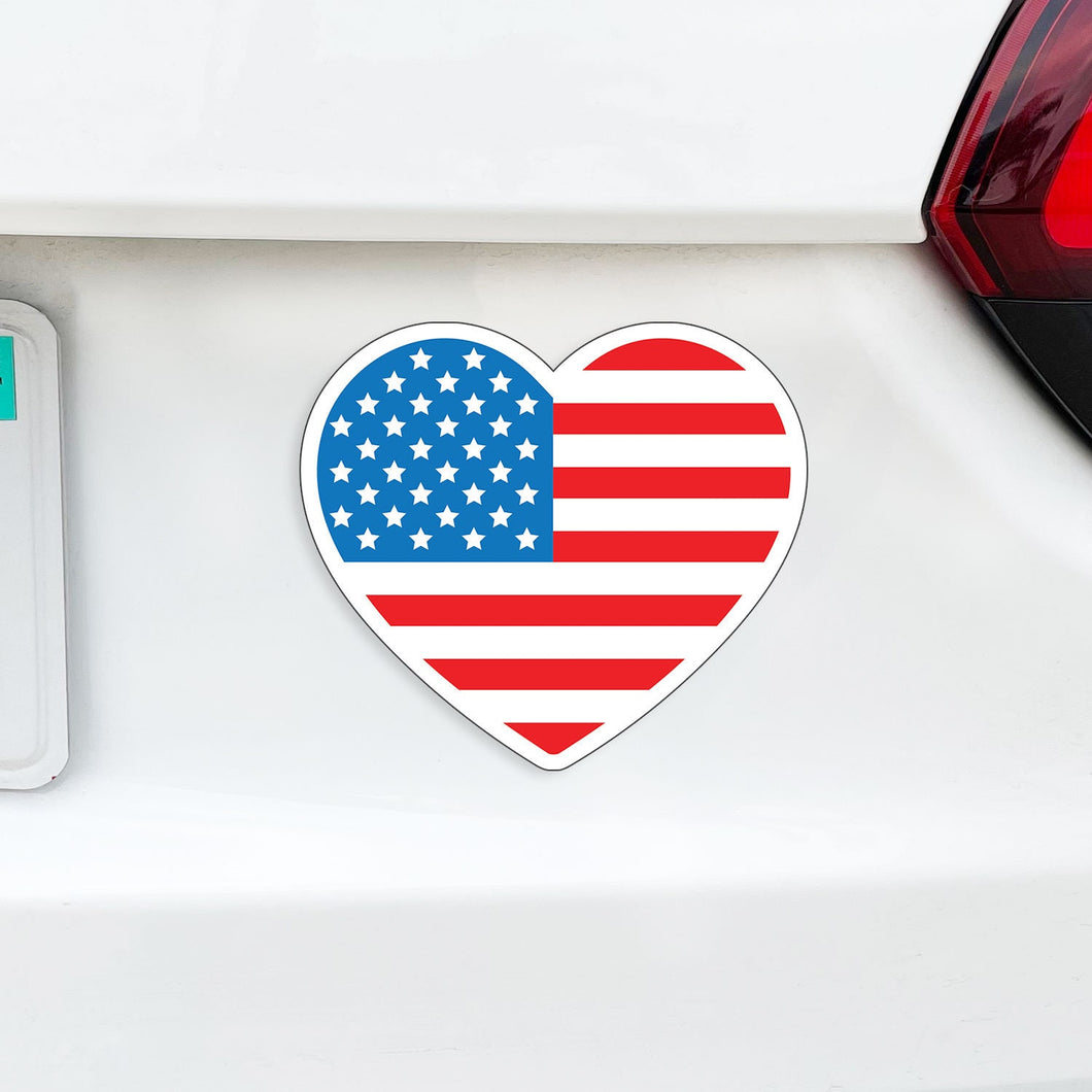 I Love My Country USA Flag Heart Magnet