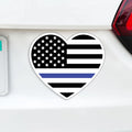 Blue Line Heart Magnet - I Love My Country USA Flag Heart - Law Enforcement Police Wife