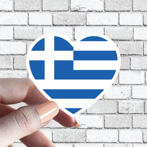 Blue Heart Greece Flag Greek Country Flag Sticker