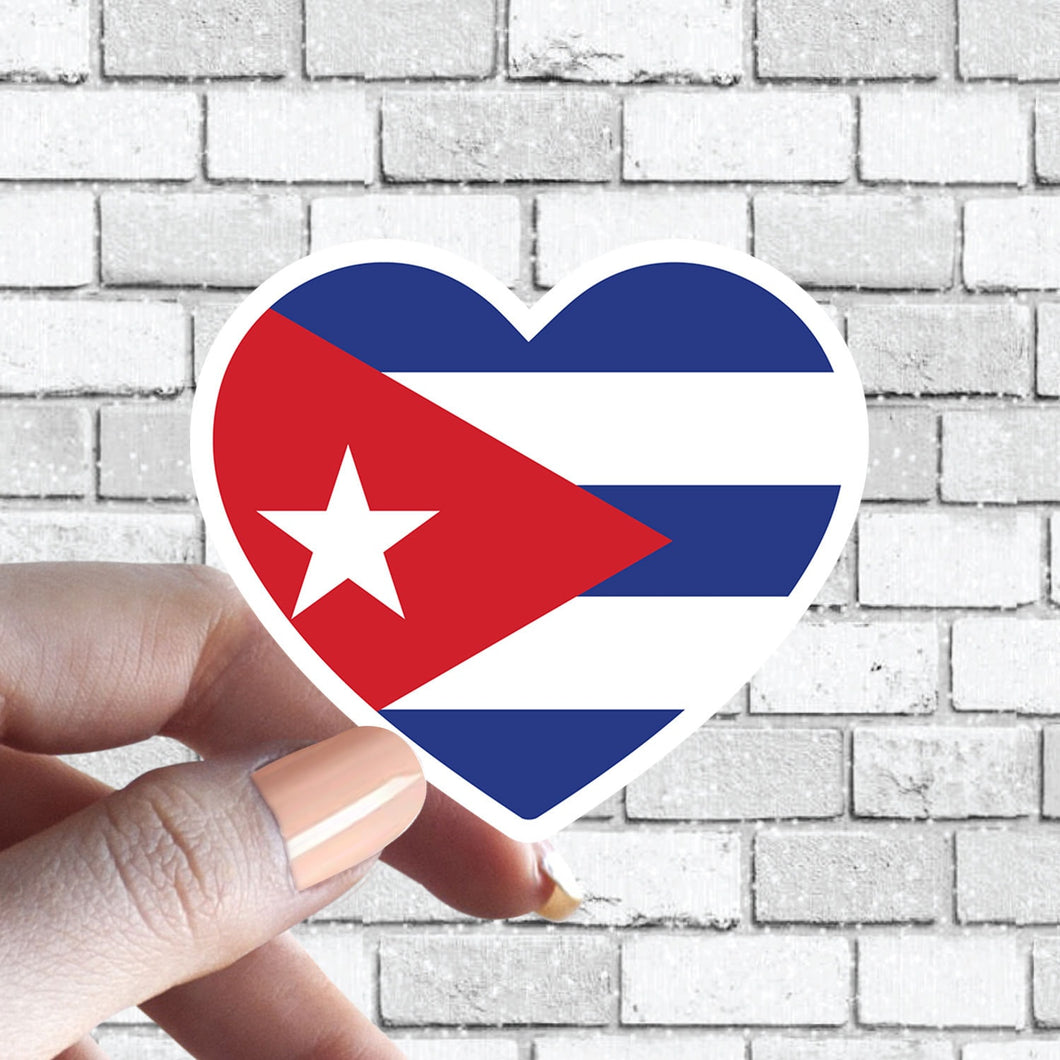 Heart Cuba Flag Sticker Cuban Flag I love Cuba