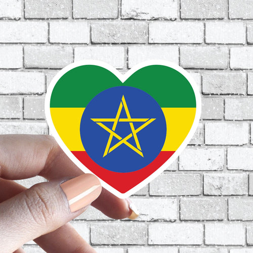 Heart Ethiopia Flag Sticker Ethiopian Flag I love Ethiopia