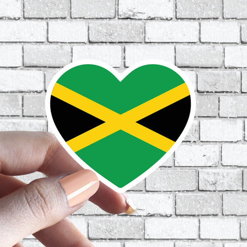 Heart Jamaica Flag Sticker Jamaican Flag I love Jamaica