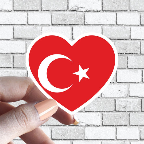 Heart Turkey Flag Sticker Turkish Flag I love Turkey