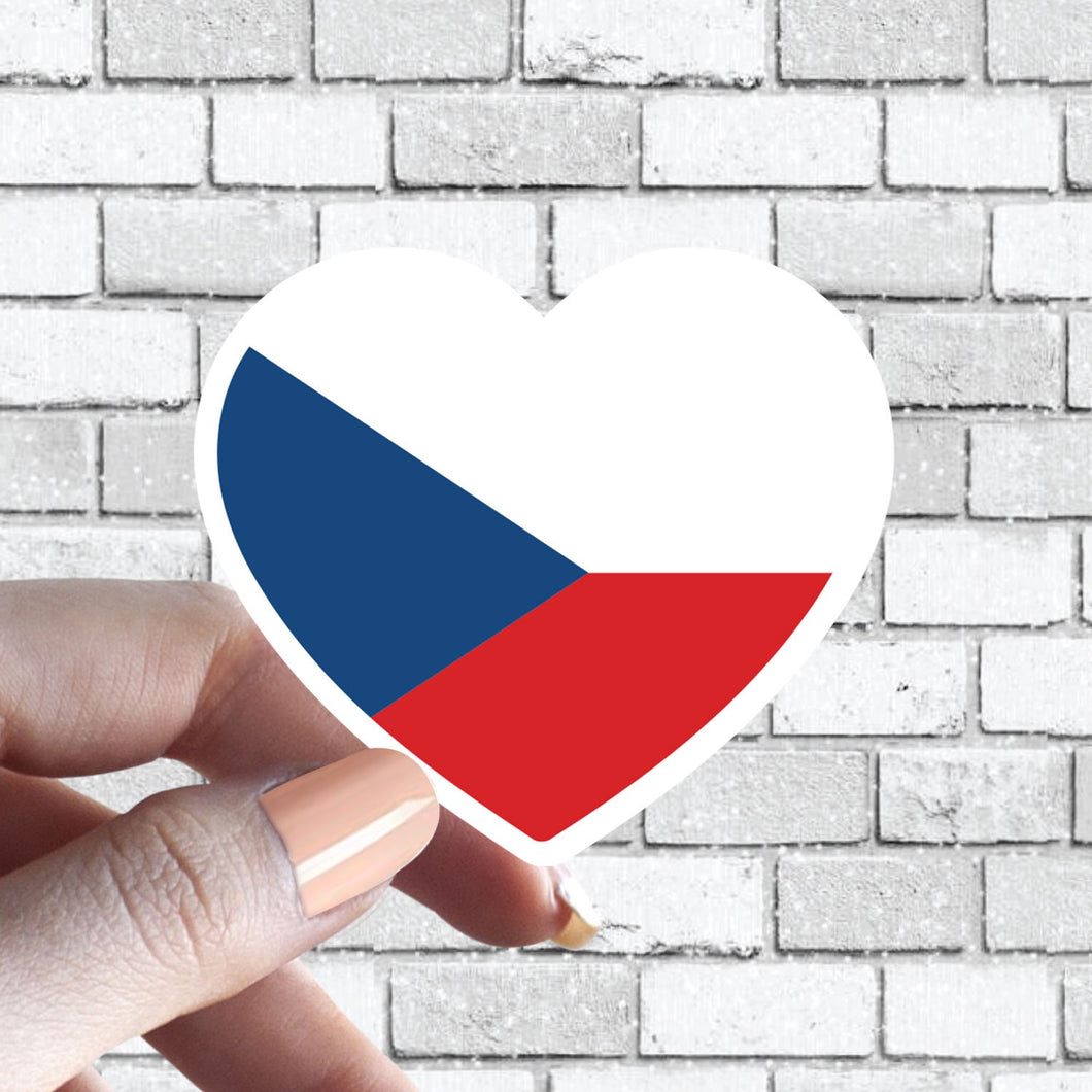 Heart Czech Flag Sticker Czech Republic Flag I love Czechia