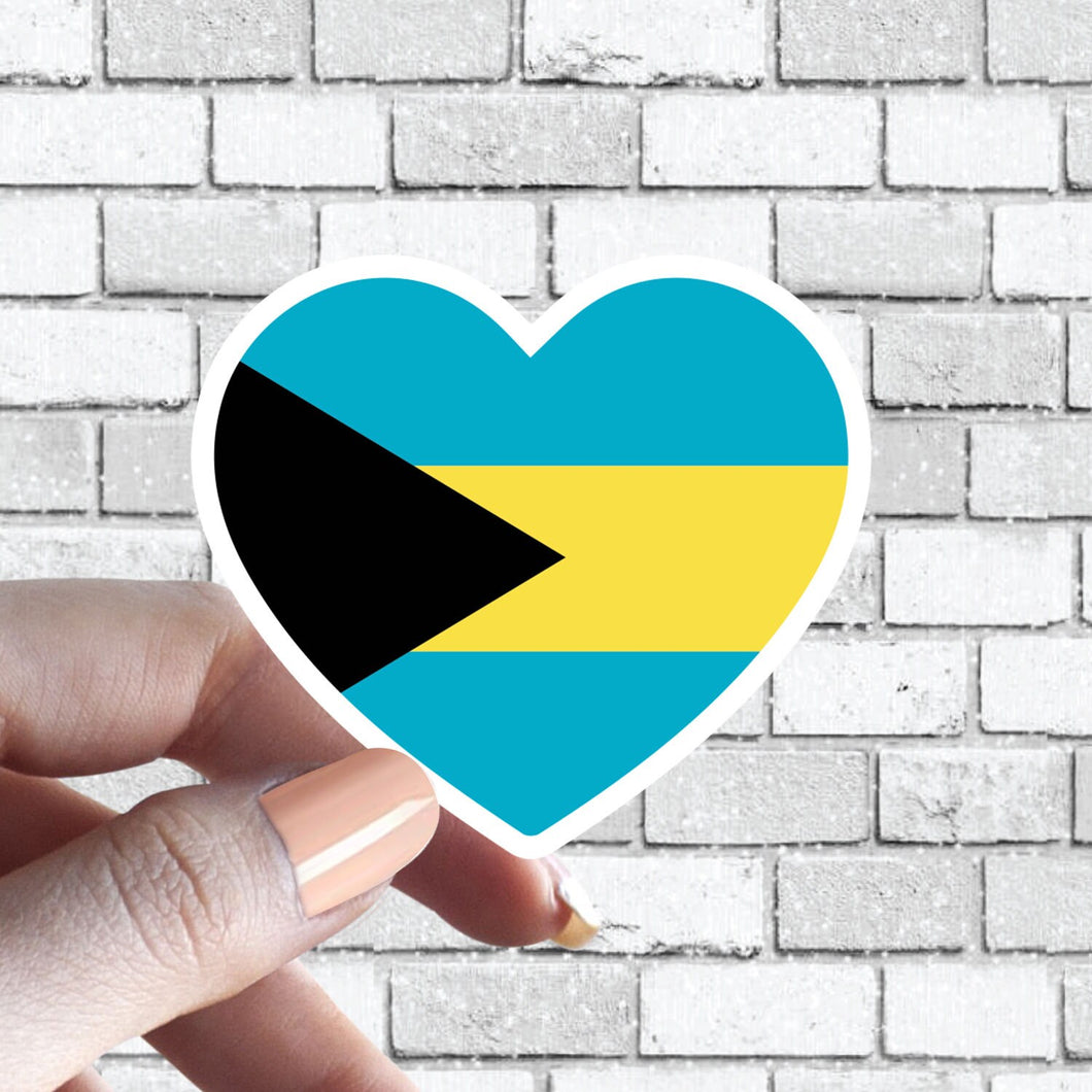 Heart Bahamas Flag Sticker Caribbean Flag I love Bahamas