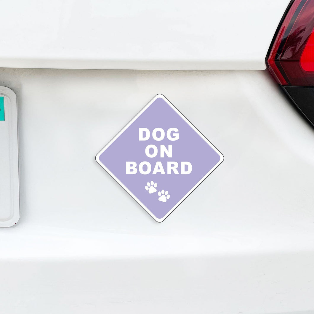 Dog(s) On Board Caution Magnet - Lilac Purple Dogs in Car - I Love My Dog