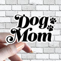 Dog Mom with Paws STICKER Dog Mama Groovy Text Modern Cute Design- Black and White Sticker