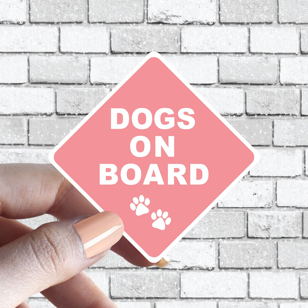 Dog(s) On Board Sticker Caution Pink Dogs in Car Sticker Aesthetically Pleasing