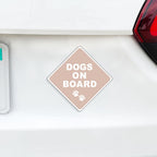 Dog(s) On Board Caution Magnet - Boho Nude Tan Beige Dogs in Car - I Love My Dog