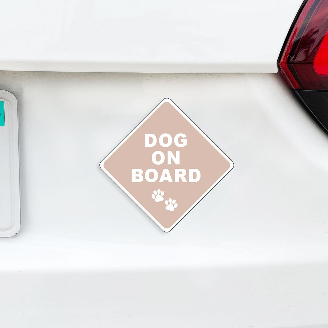 Dog(s) On Board Caution Magnet - Boho Nude Tan Beige Dogs in Car - I Love My Dog