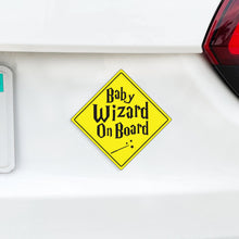 Load image into Gallery viewer, Baby Wizard On Board Baby w/ Wand Caution Magnet - Caution Sign Wizards On Board
