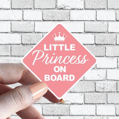 Little Princess On Board, Baby On Board Pink STICKER Princesses Caution Sign with Crown Perfect for Car & Truck Aesthetically Pleasing