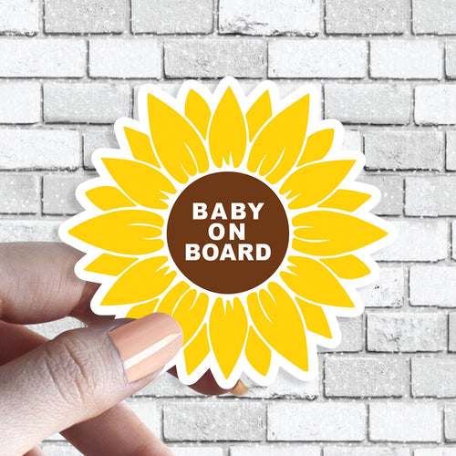 Sunflower Baby on Board Sticker Yellow Flower Sticker