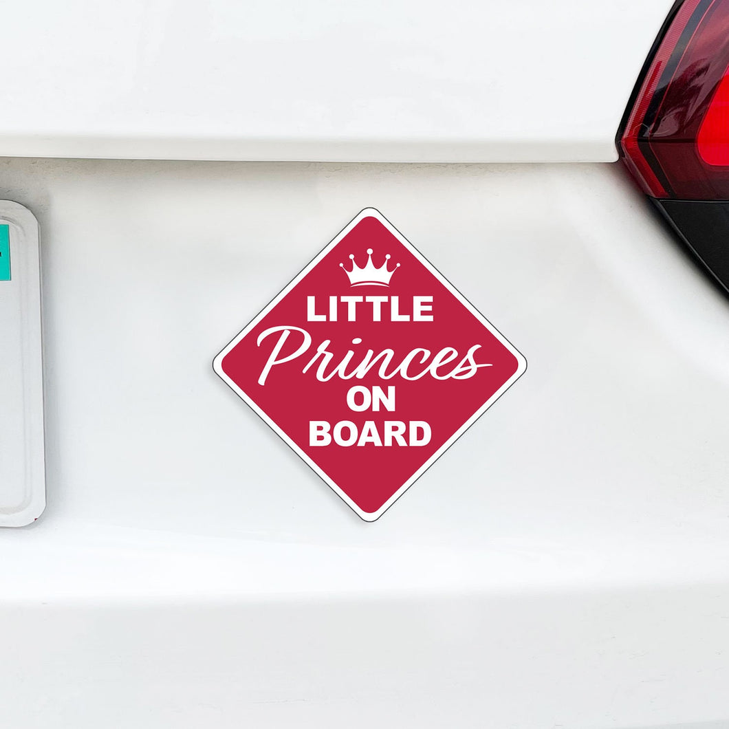 Little Prince On Board Magnet - Red Baby On Board - Princes Caution Sign with Crown