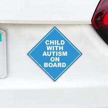 Load image into Gallery viewer, Child with Autism on Board Magnet - Blue Caution Sign
