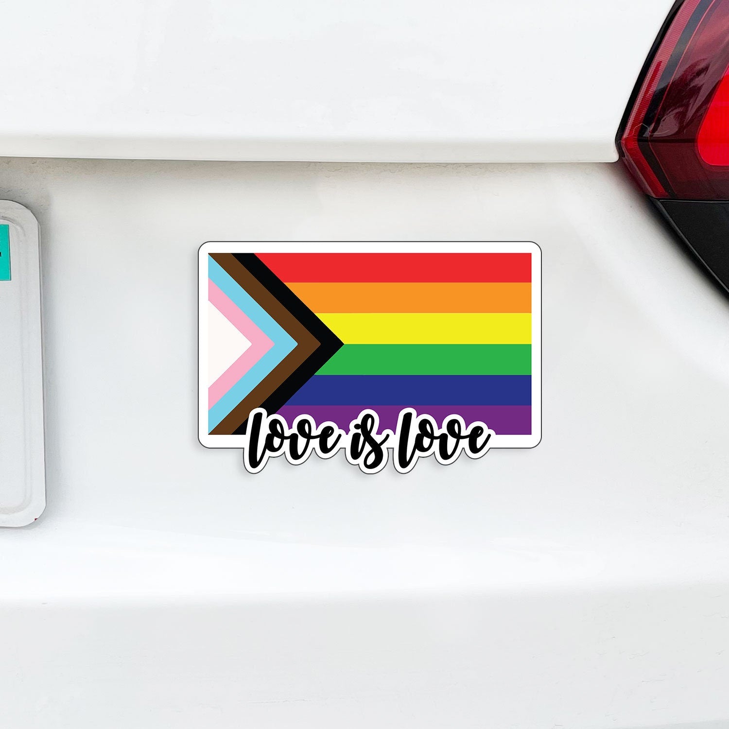 Pride Love is Love LGBTQ Flag Love LGBTQ+ MAGNET Great for Car, Truck, Fridge, Dishwasher, White Board or Lockers 4"