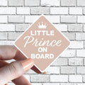 Little Prince On Board, Baby On Board Boho Nude Tan STICKER Princes Caution Sign with Crown Perfect for Car & Truck Aesthetically Pleasing