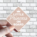 Little Princess On Board, Baby On Board Boho Nude Tan STICKER Princesses Caution Sign w Crown Perfect for Car & Truck Aesthetically Pleasing