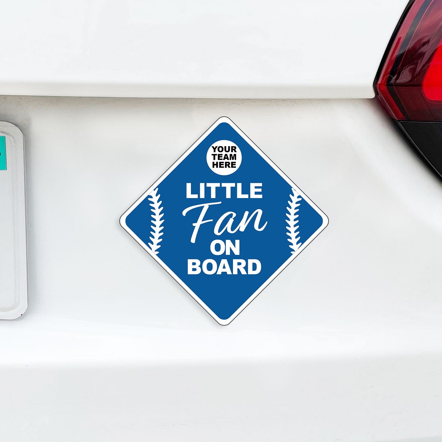 Custom Little Fan On Board Baby on Board Caution Magnet - Favorite Baseball Team Fan or Fans