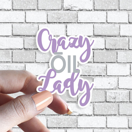 Crazy Oil Lady Sticker Purple and Gray I love Essential ōils Sticker