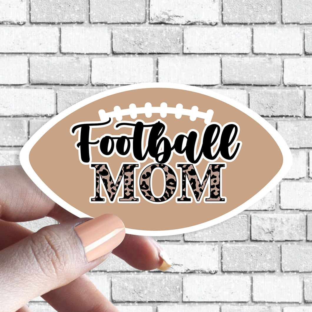 Football Mom STICKER Cute Sports Mom Football Magnet with Cheetah Print for Pee Wee Football Season Pop Warner Mom