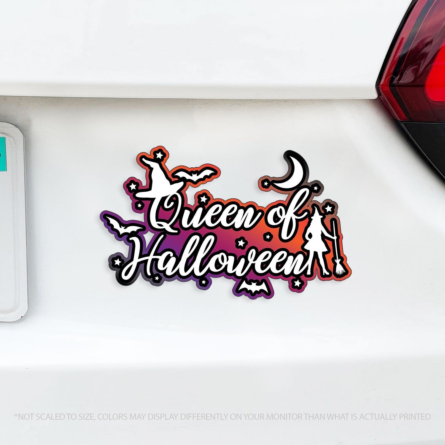 Queen of Halloween with Cute Witch MAGNET Cute Halloween Magnet with Moon and Stars Spooky Season Fall5"