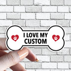 ANY DOG Custom Dog Bone - I love my Dog STICKER Black and White Heart and Paw - Dog, Dogs, Granddog, Granddogs, Grandpups, Grandpup