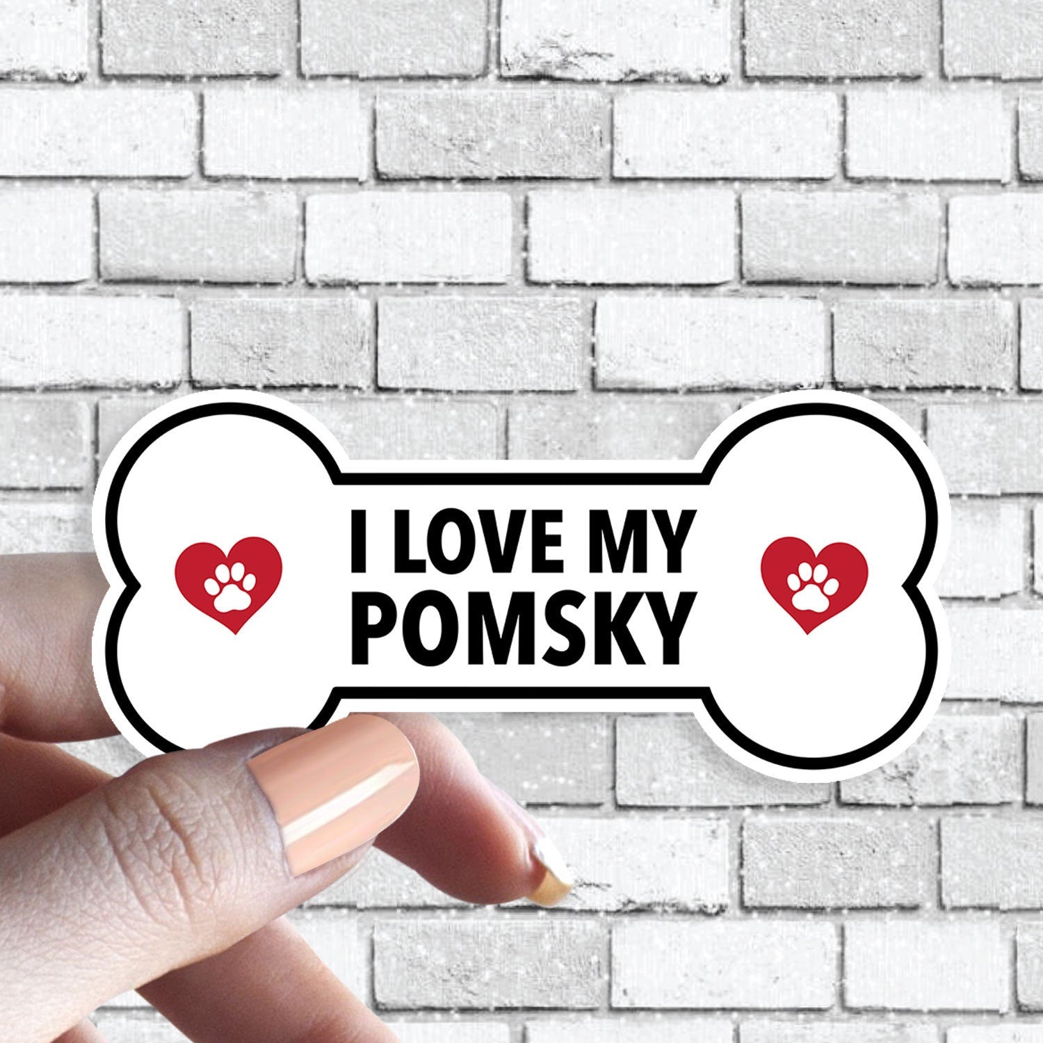 ANY DOG Custom Dog Bone - I love my Dog STICKER Black and White Heart and Paw - Dog, Dogs, Granddog, Granddogs, Grandpups, Grandpup
