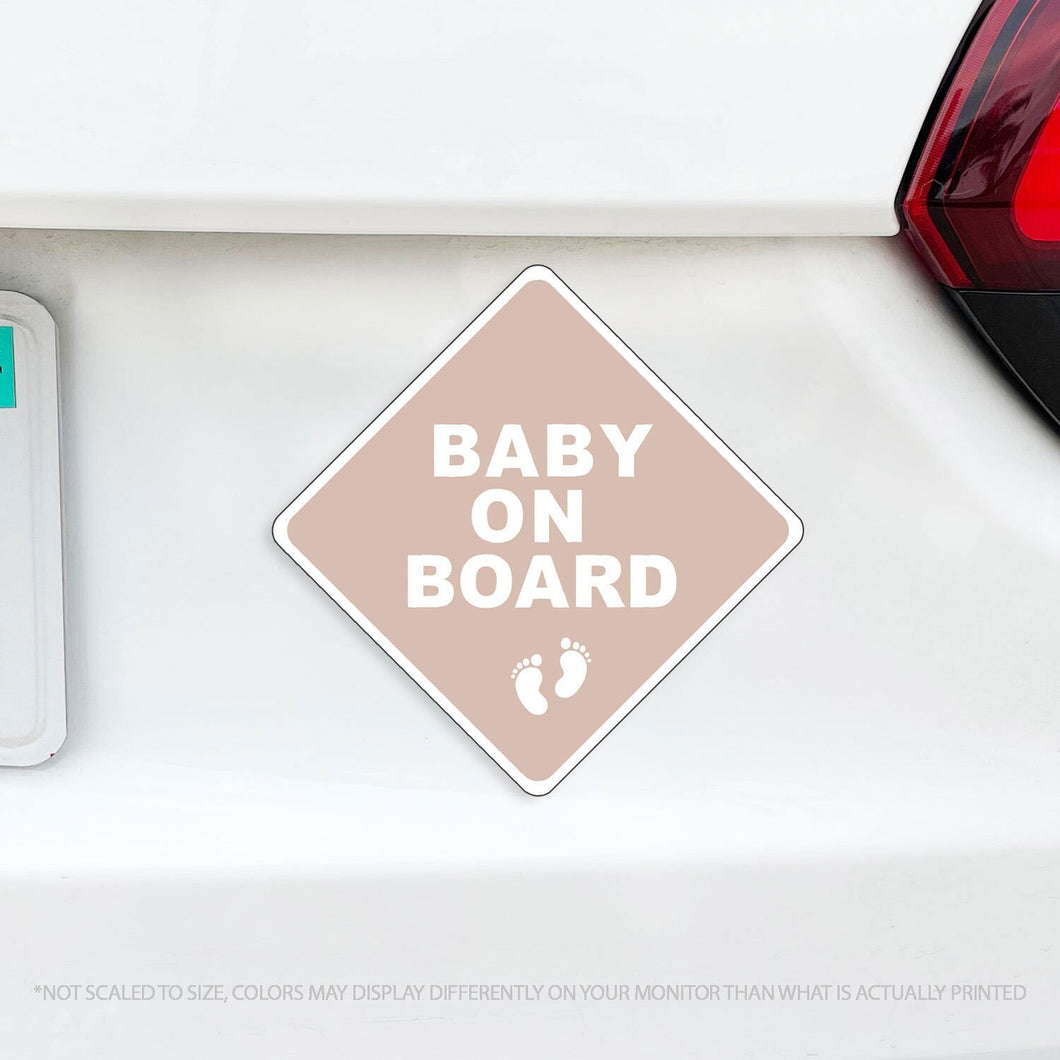 Baby On Board Caution Magnet - Boho Nude Tan Beige Caution Sign Babies On Board or Twins - Aesthetically Pleasing