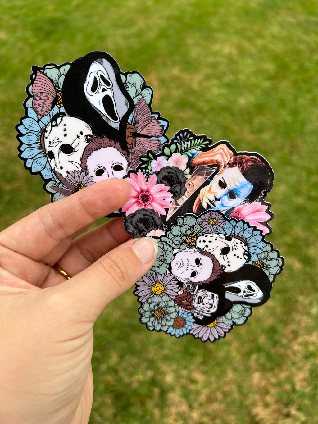 Happy Halloween Sticker - Horror Movie Floral Bouquet