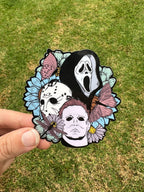 Happy Halloween Sticker - Horror Movie Floral Bouquet