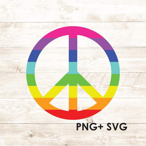 Rainbow Peace Sign - SVG + PNG - Digital Download-Digital Download-Too Sweet SVGs