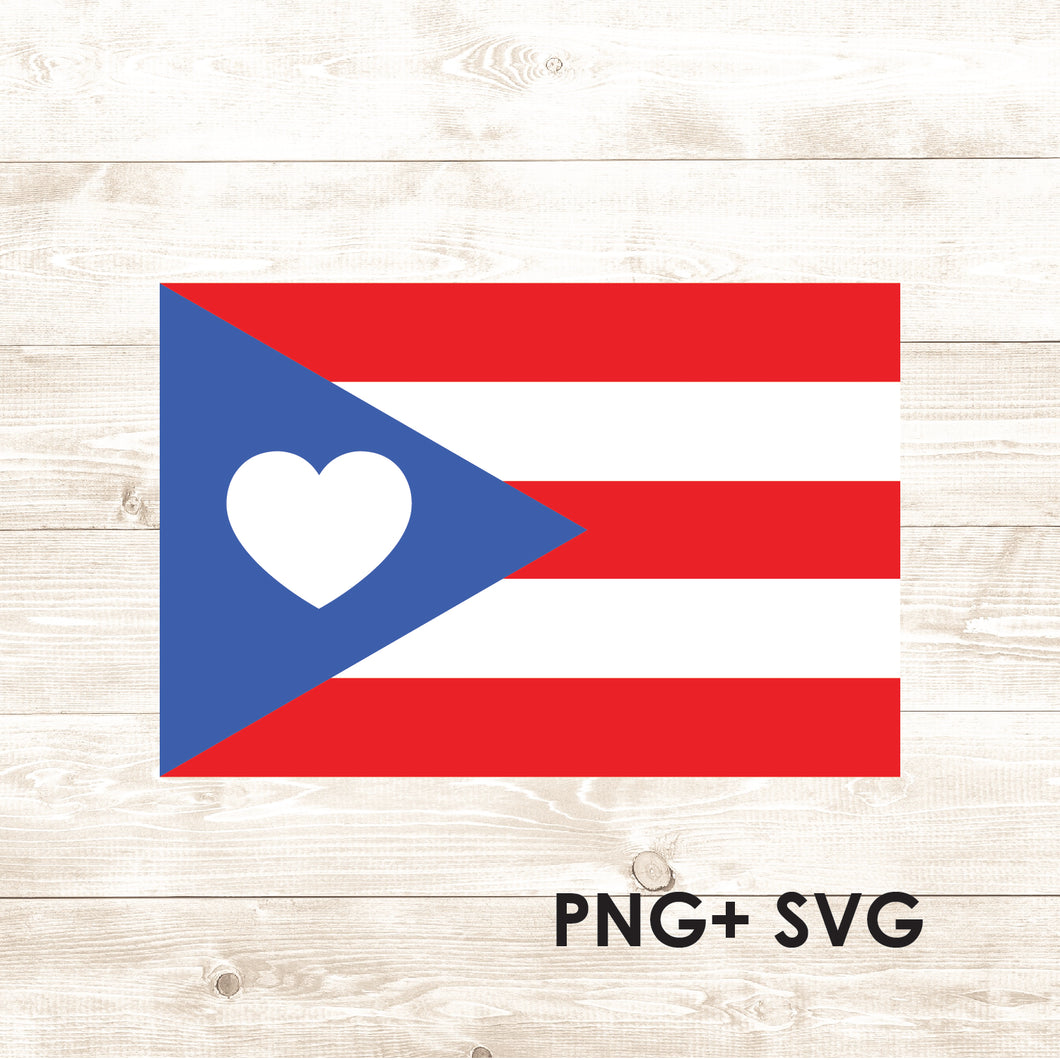 Puerto Rico Flag - Love Puerto Rico - SVG + PNG - Digital Download-Digital Download-Too Sweet SVGs