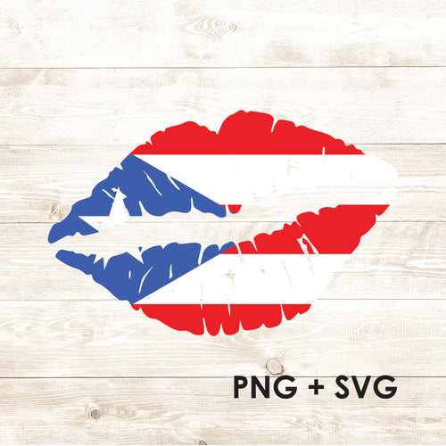 Love Puerto Rico Flag Lips - The Puerto Rico Flag - SVG + PNG - Digital Download-Digital Download-Too Sweet SVGs