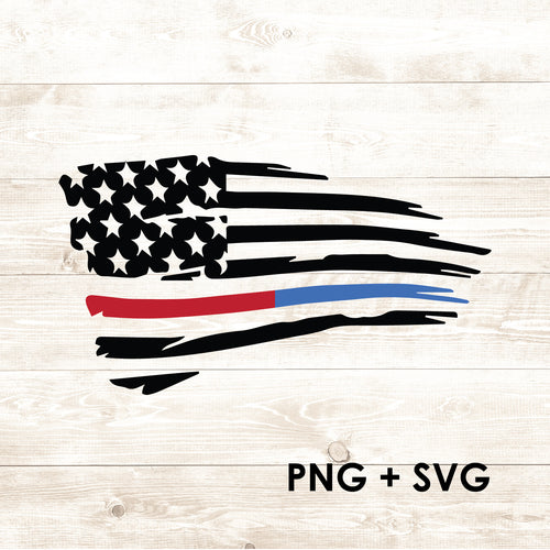 Distressed Red and Blue American Flag - 'Merica - USA Flag - SVG + PNG - Digital Download-Digital Download-Too Sweet SVGs