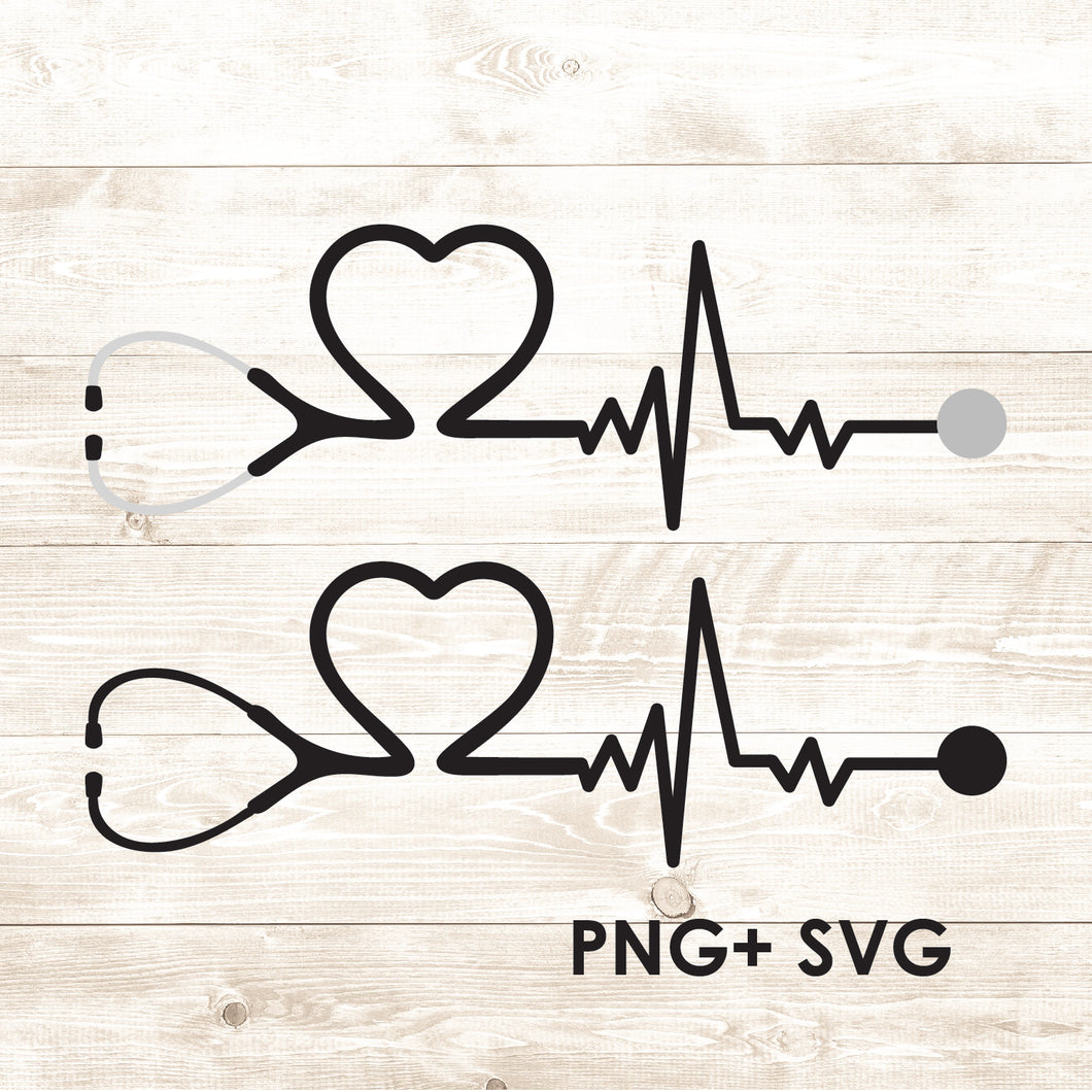 Stethoscope - Stethoscope Heartbeat - SVG + PNG - Digital Download-Digital Download-Too Sweet SVGs