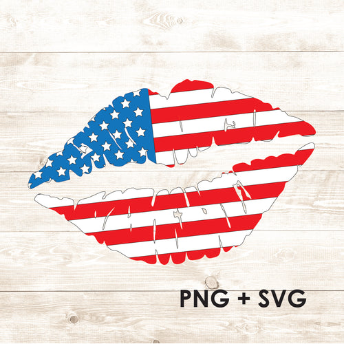 USA Flag Lips - American Flag - SVG + PNG - Digital Download-Digital Download-Too Sweet SVGs