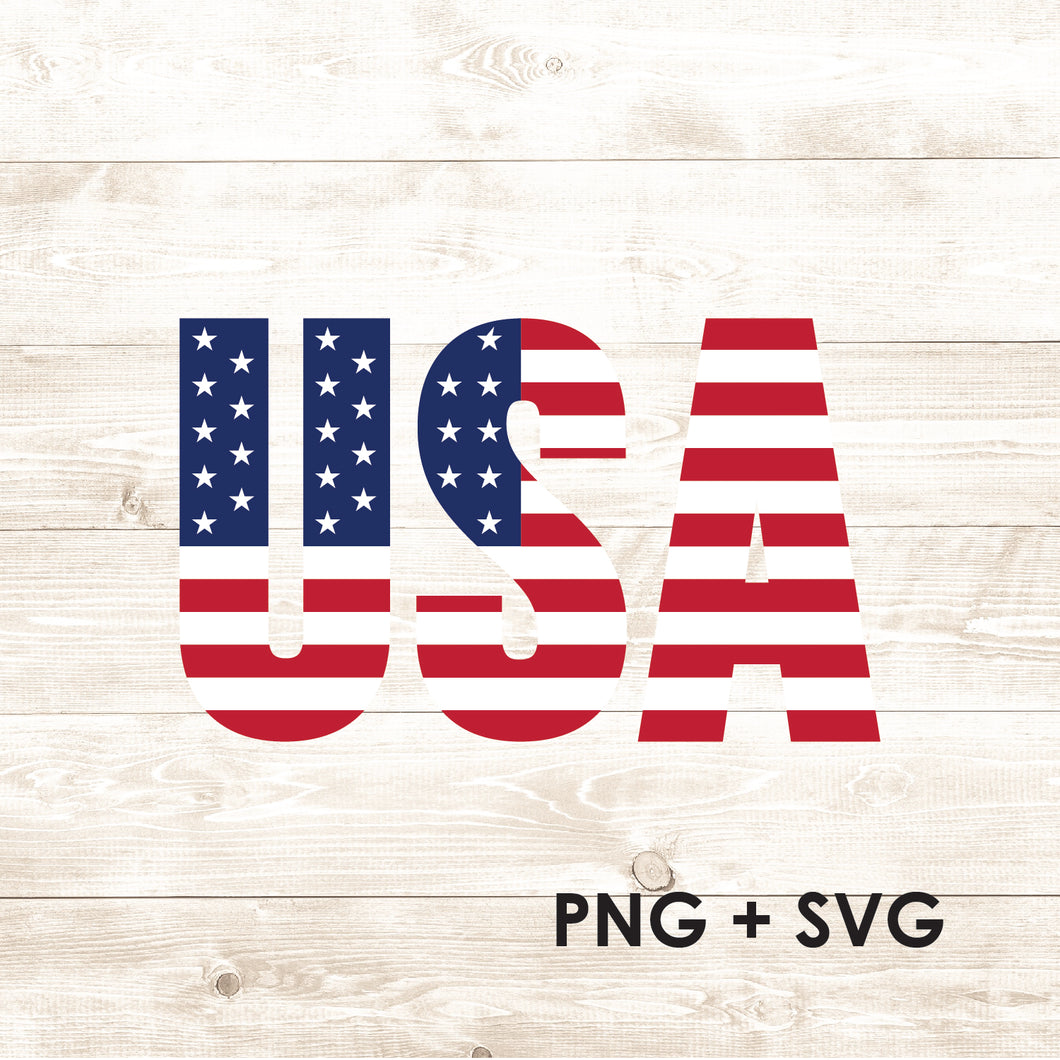 USA Text - American Flag Text - SVG + PNG - Digital Download-Digital Download-Too Sweet SVGs