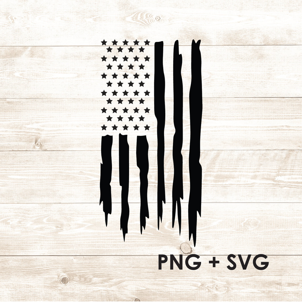 Vertical Distressed Flag with Stars- American Flag - SVG + PNG - Digital Download-Digital Download-Too Sweet SVGs